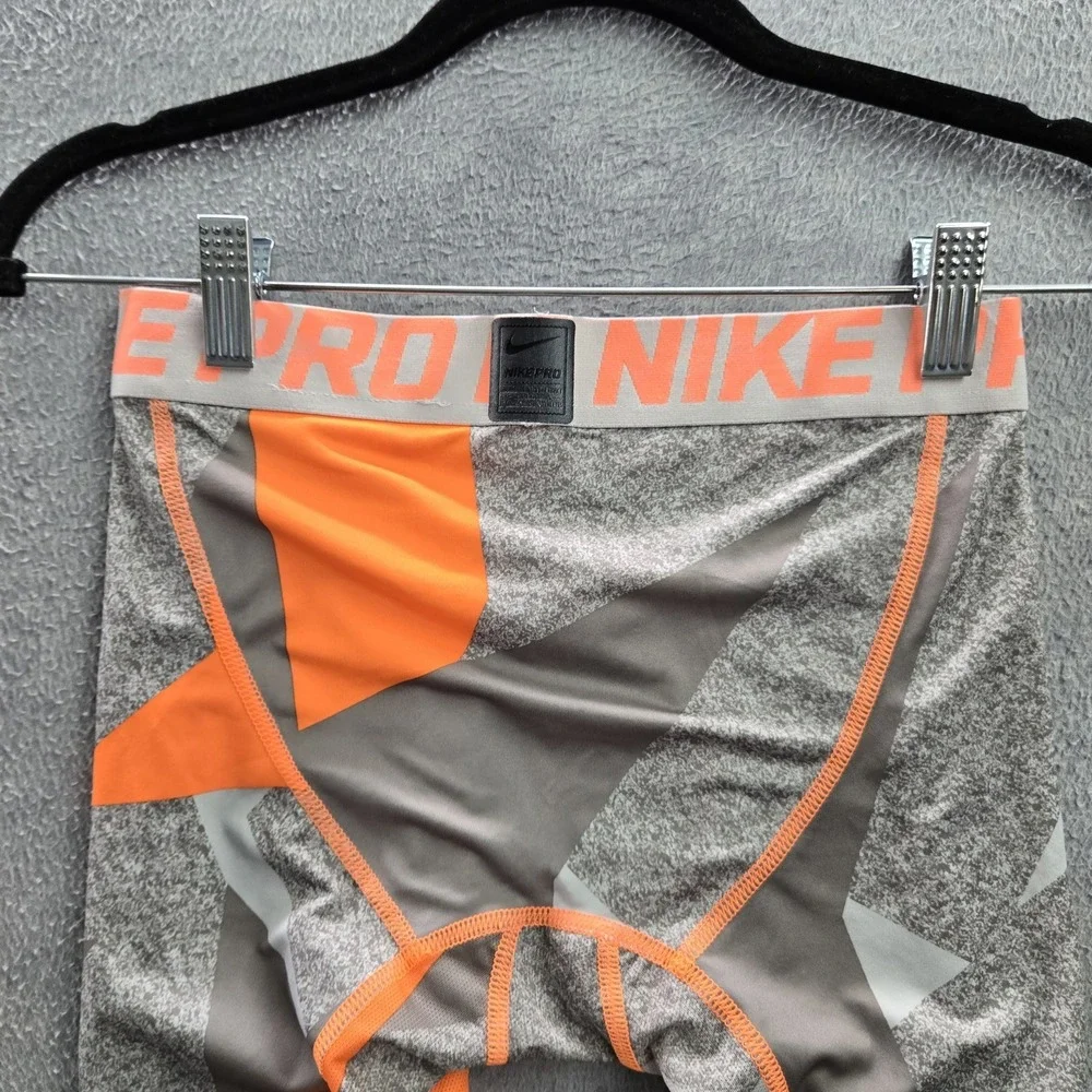 Nike Boy Activewear Pants L Gray Geometric Legging Dri-Fit Logo‎ 16